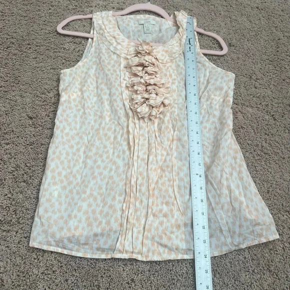 J. Crew sleeveless ruffle animal print tank top peach white 6 leopard print - Picture 10 of 11